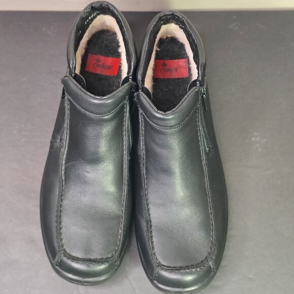 Reiker Walking Shoes Size 42 L71542 Black Leather Zip Ankle Boots Womens - Picture 5 of 15